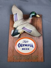 Vintage 1963 Olympia Light Beer Mallard Duck Wildlife Wall Bar Sign Plaque *READ picture