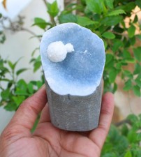 OKENITE BALLS ON CHALCEDONY CORAL GEODE MINERALS SPECIMEN #A40 picture