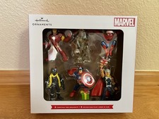 Hallmark Marvel 6 Ornaments Set Captain America Ironman Spiderman Thor Panther picture