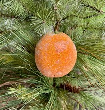 Sugared Beaded Orange Ornaments Lot Of 6 Faux Fruit Christmas Decor picture