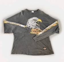 Vtg 1991 Harley Davidson Eagle Flame Long Sleeve Shirt XL Hanes Beefy USA 90s  picture