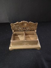 Vintage Art Nouveau-style solid brass postage stamp or desk organizer featuring picture