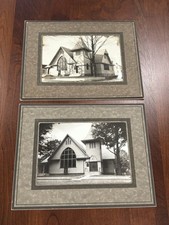 2 Antique Cabinet Card Church Photos NJ Historic Architecture Black White picture