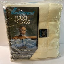 New Vintage Fieldcrest Touch Of Class Acrylic Woven Blanket Full 80x90” Ivory picture