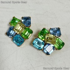 CINER Vintage Multi-Color Stone Clip Earrings, Pre-owned Classic Jewelry picture