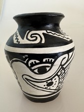 Family Chichipan Tzintzuntzan Michoacan Mexico Folk Art Pottery Abstract Vase 6” picture