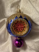 Vintage Christopher Radko GEMFIRES Blue/Purple Drop Reflector Ornament picture