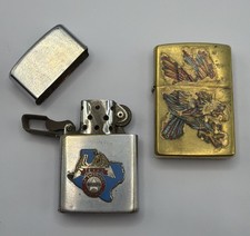 ZIPPO & VULCAN Texas Officers Eagle Brass Gold Tone Silver Lighters PARTS AS-IS picture