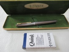 Excellent PARKER 75 Early Model Sterling Silver Fountain Pen 14K F Nib 1960S picture