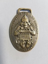 Dr. Pepper Billiken Watch Fob Antique Advertising Promotional Brass Token c.1908 picture