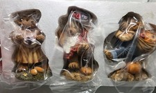 (3) NOS Fall Harvest Bear Figurines 11768 - 2002 Home Interiors Fruit Pumpkins picture