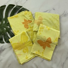 Springmaid Vintage 70s Sheet Set King Size Yellow Orange Floral Butterfly Boho picture