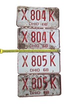 1968  Ohio License plates 2 pairs consec. numbers x 804 x 805 picture