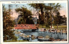 Postcard Ontario Galt Rustic Wooden Bridge in Jackson's Park 1928 K68 picture