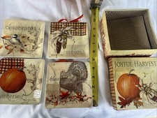 Fall Leaf Collage Plates Set with Box 4.5 inches 4 Piece Set picture