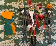 Vintage 1993 Hasbro Nightmare Before Christmas Bendable Figures Jack Zoro Santa picture