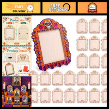 12 Pcs Unfinished Wood Dia De Los Muertos Picture Frames for Craft Projects picture