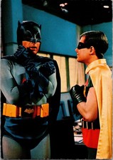 Vintage 1966 Batman & Robin  Adam West Burt Ward DC Comics Postcard picture