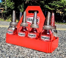 Vintage - Antique Texaco Gas Station Glass Oil Bottle Hand Sign Rack picture