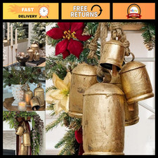 Rustic Vintage Christmas Cow Bells - Set of 3 Hanging Brass Decor, 6-10 picture