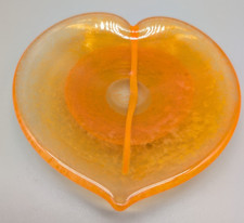 Gunnel Sahlin Naturalis Kosta Boda Orange Art Glass Heart Shaped Signed picture