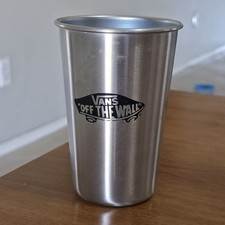Vans Off The Wall Stainless Steel Pint Cup 16oz Tumbler Metal Drinking Glass 202 picture