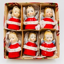 Ardalt VTG Japan Foreign Christmas Greetings Angel Bells Set Of 6 Original Box picture