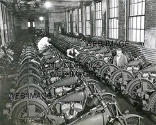 WWII ROWS OF NEW ARMY MILITARY INDIAN SCOUT MOTORCYCLE-S COMPANY MFG 8X10 PHOTO picture