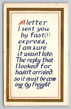 c1910 Letter Sent by Express Looking for Reply ANTIQUE Postcard 1103 picture