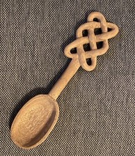 Celtic or Welsh Love Spoon - Hand Carved Wood Wales Ireland Antique/Vintage BIG picture
