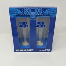 Bud Light Glasses Set Of Two 16 Oz Signature Barware/Glass Cups -  picture