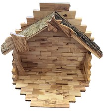 Large Olive Wood Nativity Set Manger Stable 11' wide. Made in Bethlehem picture