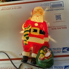 Vintage Paramount Hard Plastic Light Up Santa Claus Christmas Plaque picture