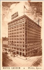 Hotel Lassen Wichita Kansas KS Postcard PM Cancel WOB Note VTG Vintage picture