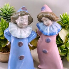 Vintage LLADRO NAO Daisa Pierrot Clown Girls Figures Pink & Blue 1987 Spain Lot picture