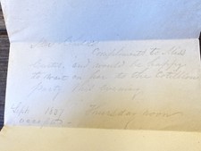 1837 Antique Handwritten Dance Party Invitation Cotillion 1800s Ephemera picture