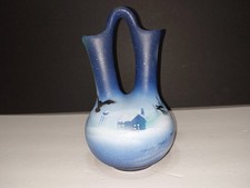 Blue And Black Wedding Vase Hand Painted And Hand Made picture