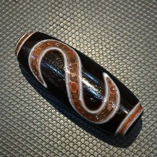 Energy Tibetan Old Agate Oily Patina Callification S Money Hook DZi Bead Amulet picture