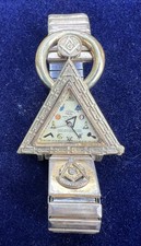 Vintage Original Waltham Masonic Triangle Gold Plated Wristwatch - Working, Rare picture