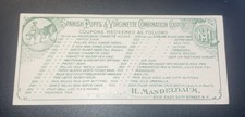 1 Antique “Spanish Puffs & Viginette Combination Company ” Unused Certificate picture