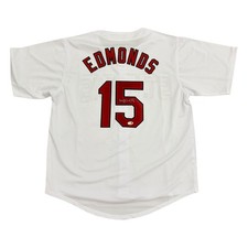 Jim Edmonds Autographed St. Louis (White #15) Custom Stitched Jersey - JSA picture