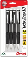 Pentel Twist-Erase III Mechanical Pencil, (0.9mm), Black Barrel, Pack of 4 picture