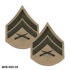 Marine Corps Chevron Patches E4 Corporal Green Embroidered on Khaki, Male ~ NEW picture