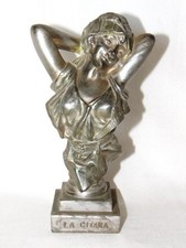 Gorgeous Antique ART NOUVEAU Patinated Metal Woman Bust 
