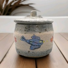 Handmade Whimsical Pottery Jar –Folk Art Ceramic with Lid picture