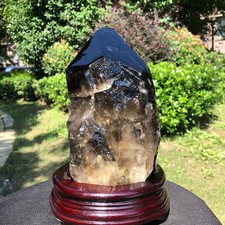 9.13LB Healing Natural Smoky Quartz Crystal Specimen + Display Stand picture