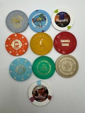 (10) TEN Vintage Poker Chips -Horseshoe-Sahara-Bally-Playboy-Lions Club-Harrahs- picture