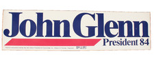 John Glenn President '84 Bumper Sticker 11 X 3 Inches Vintage Original picture