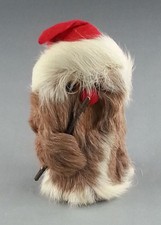 Vintage Real Fur Finnish Gnome Tomte Nisse Figurine Red Hat Furry Folk Art Wood picture