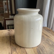 Vintage French Stoneware  Mustard Crock Jar Pottery  Modern Farmhouse  4.5” picture